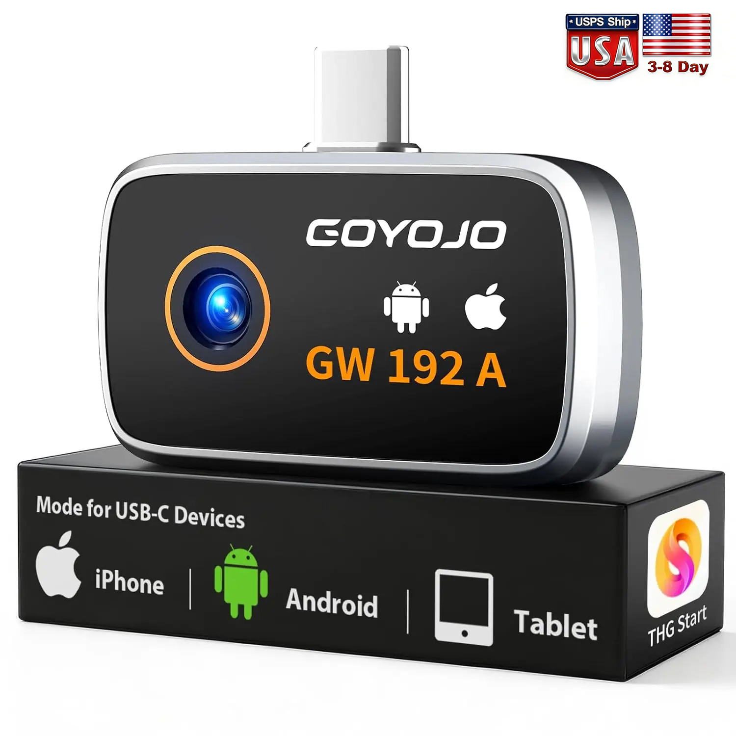 Handheld Thermal Camera 256X192 - Android/iPhone için GW340 Termal Kamera (USB-C),