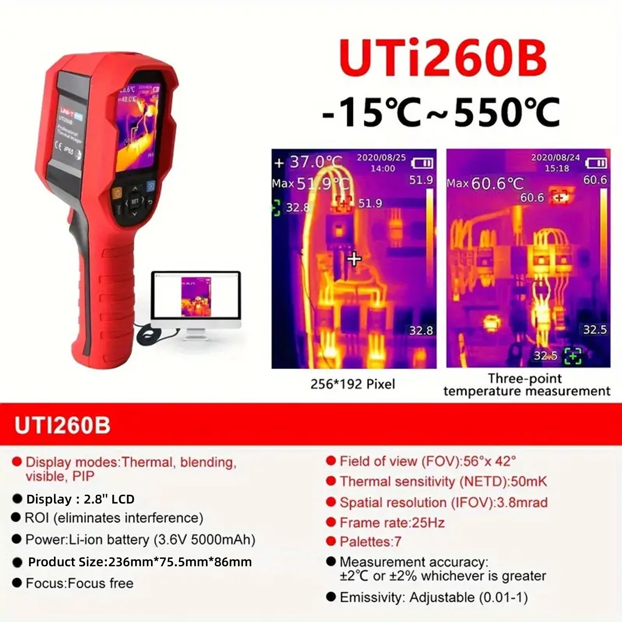 UNI-T UTi260B Termal Kamera 25 - Handheld Thermal Camera 256X192 incelemesi ve fiyatı